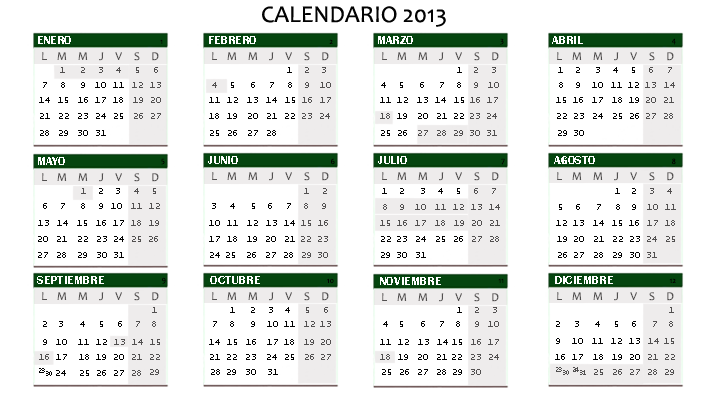 Calendario TJA 2013