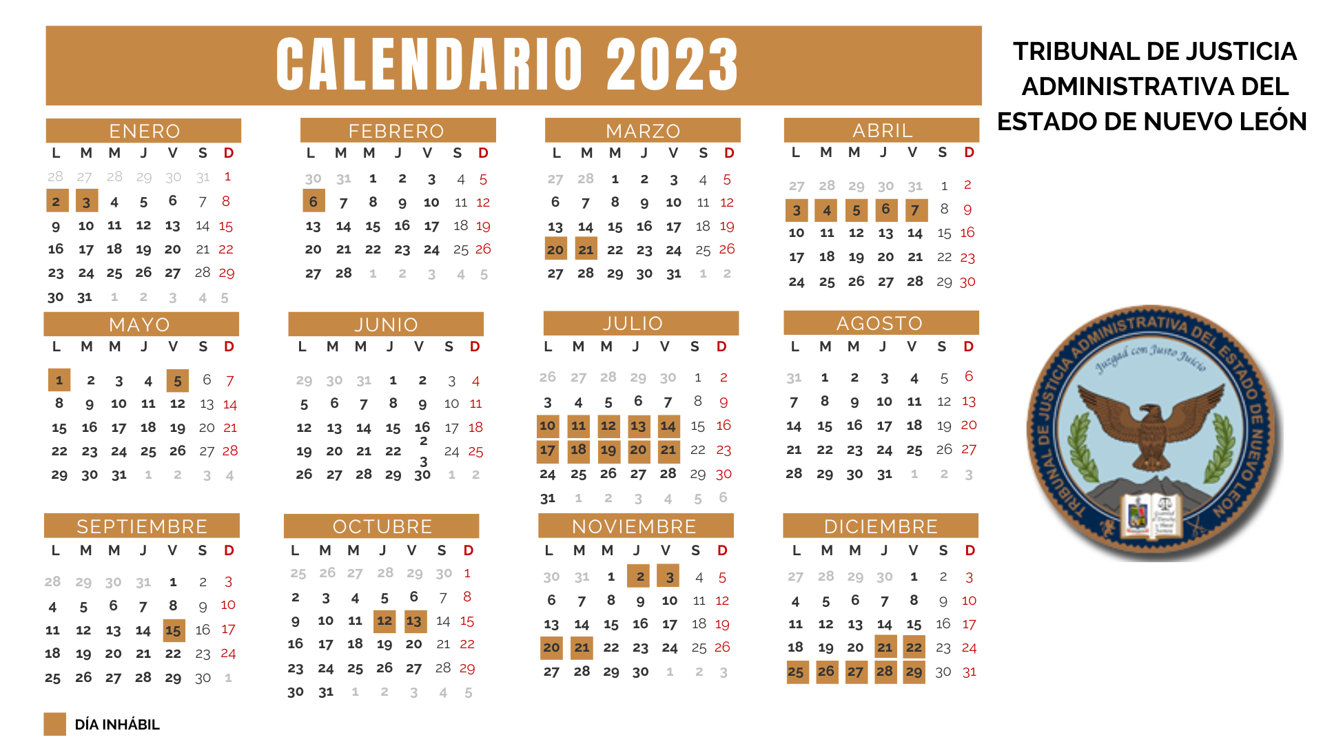 Calendario TJA 2022
